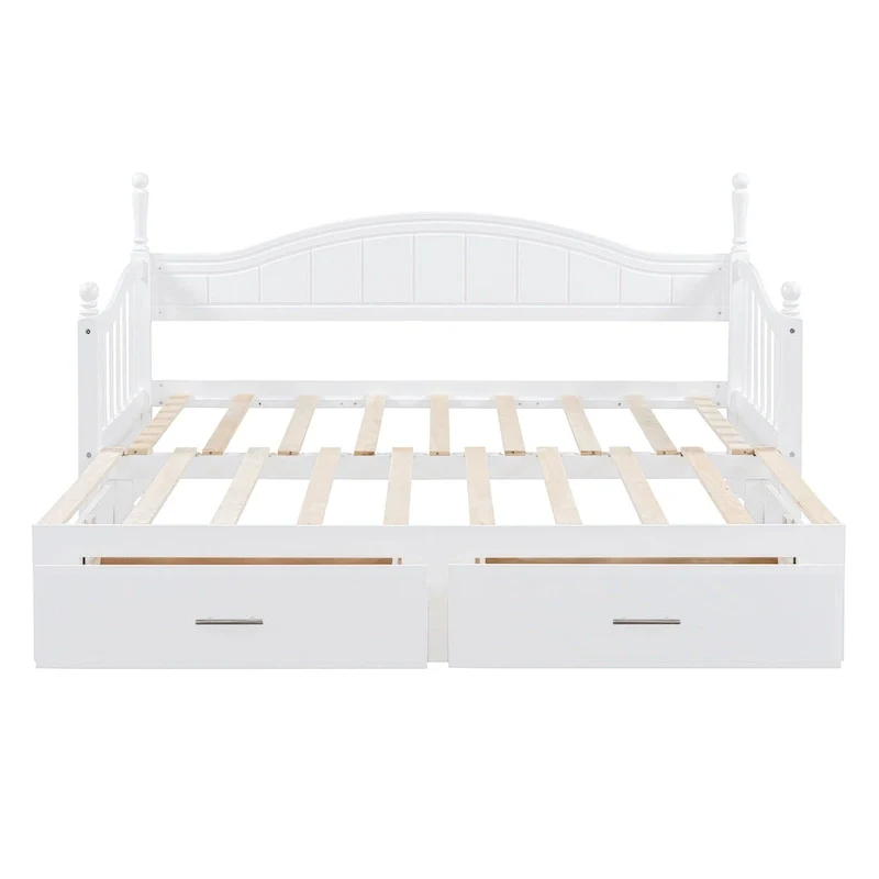 Twin Wooden Daybed with 2 Drawers & Trundle