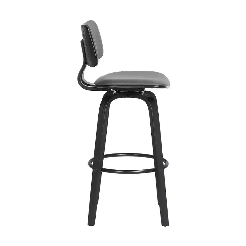 GDFStudio Calder Modern Faux Leather and Wood Swivel Bar Stool
