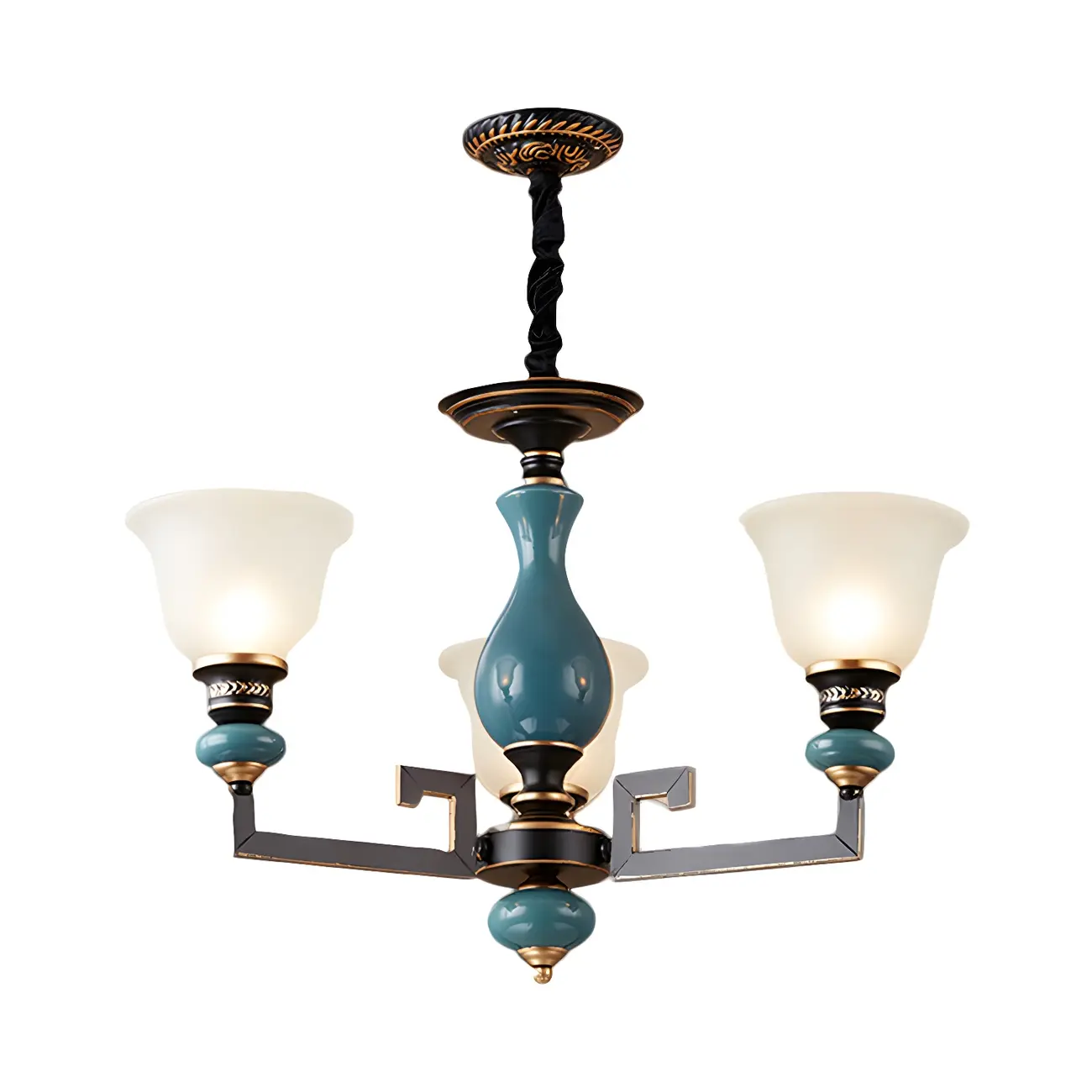 Black Ceramic Glass Geometric Chandelier Light