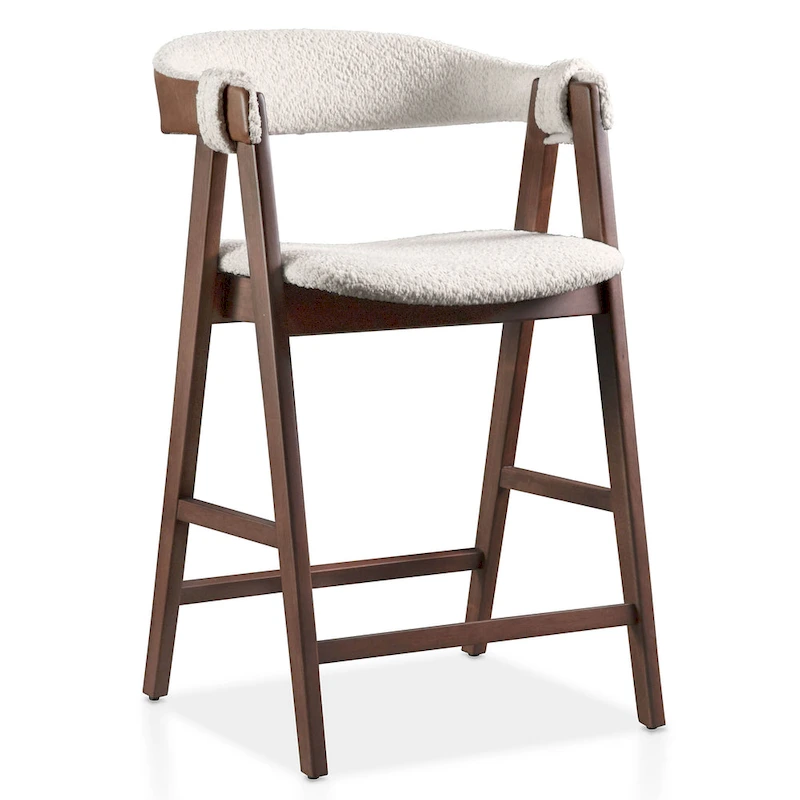 Furniture of America Shaw Mid-century 5-Piece Walnut Wood Counter Height Table Set with 4 Chairs