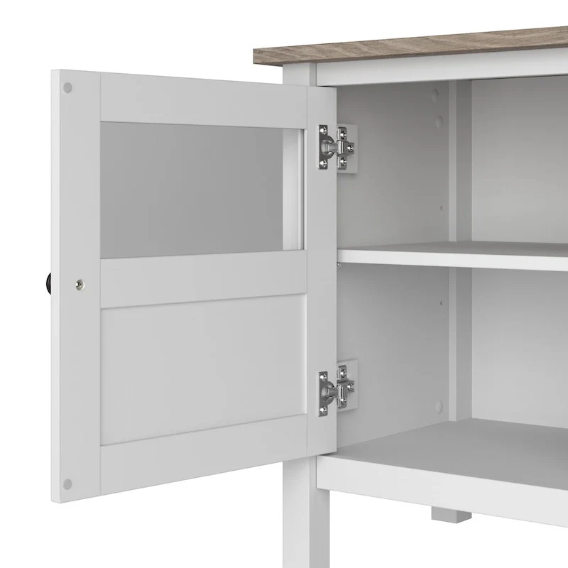 Bush Furniture Mayfield Farmhouse 60W TV Stand with Bookcases.