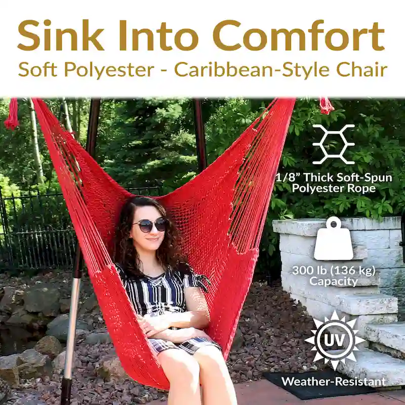 Sunnydaze Hanging Caribbean XL Hammock Chair