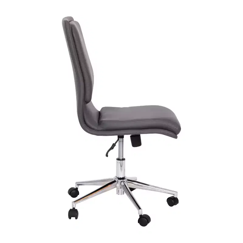 Emma and Oliver Modern Faux Leather Upholstered Mid-Back Home Office Chair with 5 Star Base and Pneumatic Seat Height Adjustment