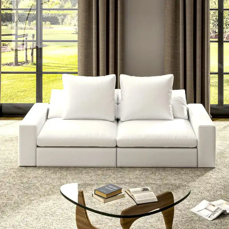 90.56 Slipcovered Modular Cloud Sofa -Loveseat