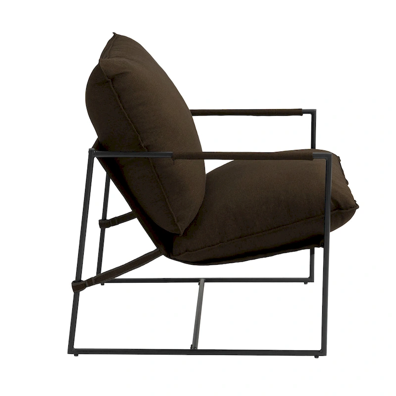 Metal Framed Accent Chair Sling Armchair with Bag Cushion