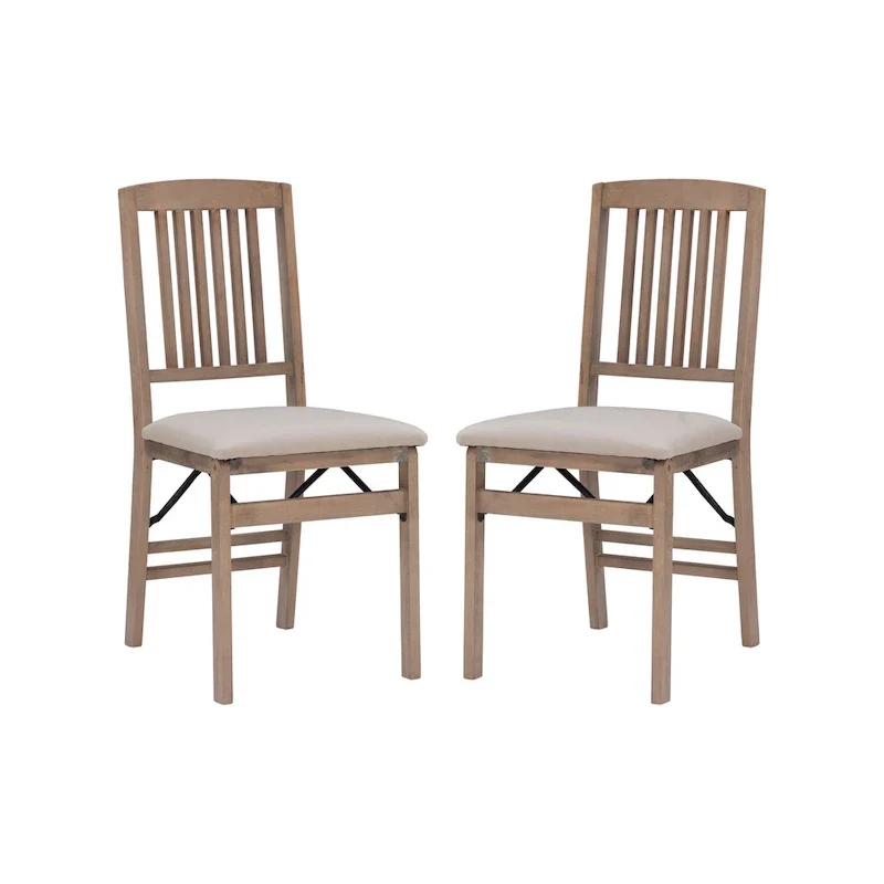 Lesvos Mission Grey Wash Wooden Folding Dining Chair (Set of 2)
