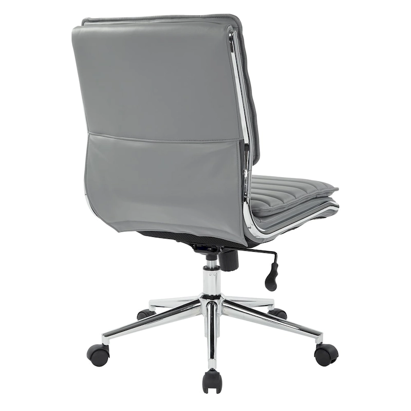Armless Mid Back Professional Managers Faux Leather Chair with Chrome Base