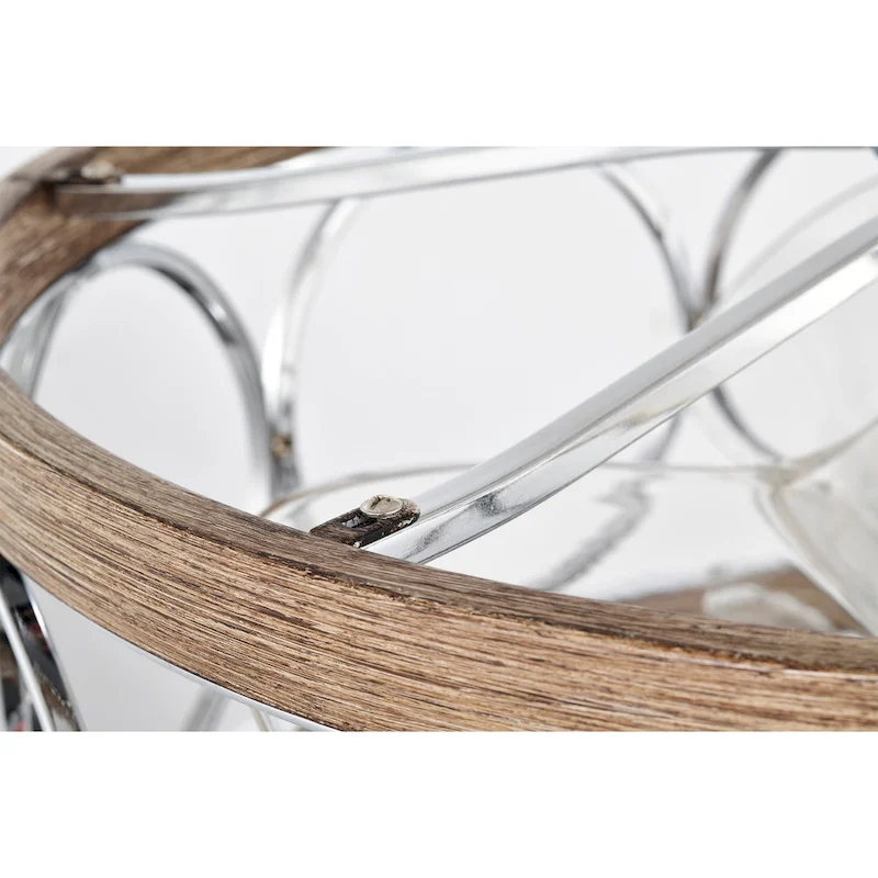 Ofelia 24-inch Chrome and Faux Wood 6 Lights 3 Blades Lighted Ceiling Fan with Remote