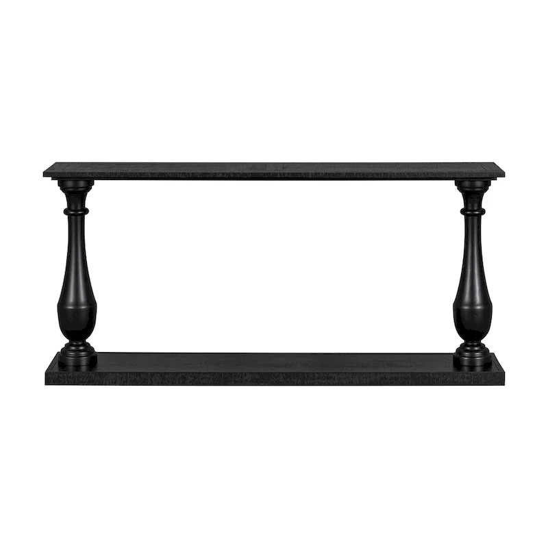 Vase-Leg Design Console Table Narrow Entryway Table Sofa Side Table with Bottom Shelf