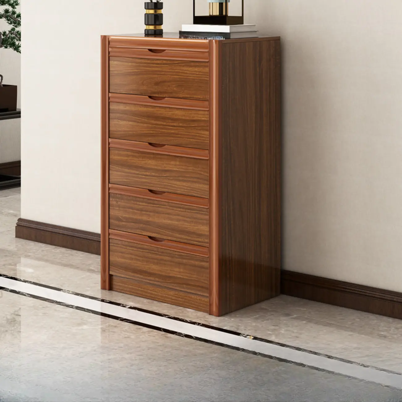 Modish Accent Cabinet for Living Room with Multiple Drawers