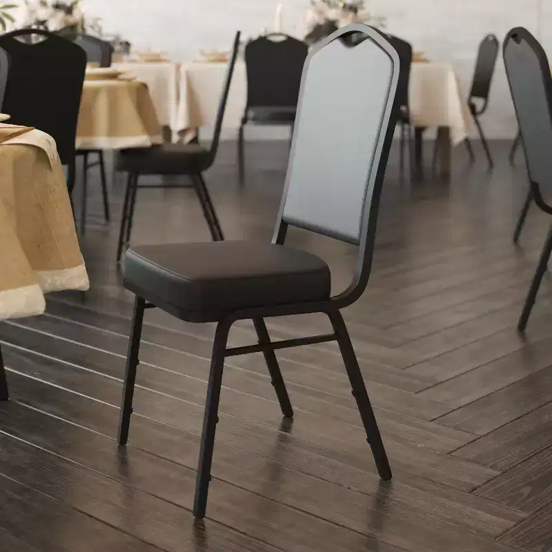 Black Crown Back Stacking Banquet Chair, Set of 4