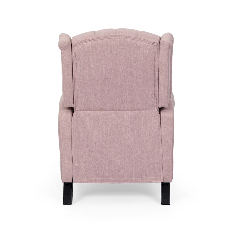 Modern Wingback Push-Back Recliner with Footrest, Button-tufted, Birch Legs
