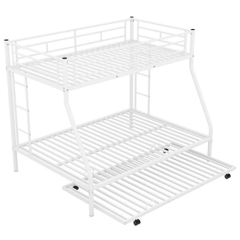 Twin over Full Bed Bunk with Sturdy Steel Frame with Trundle