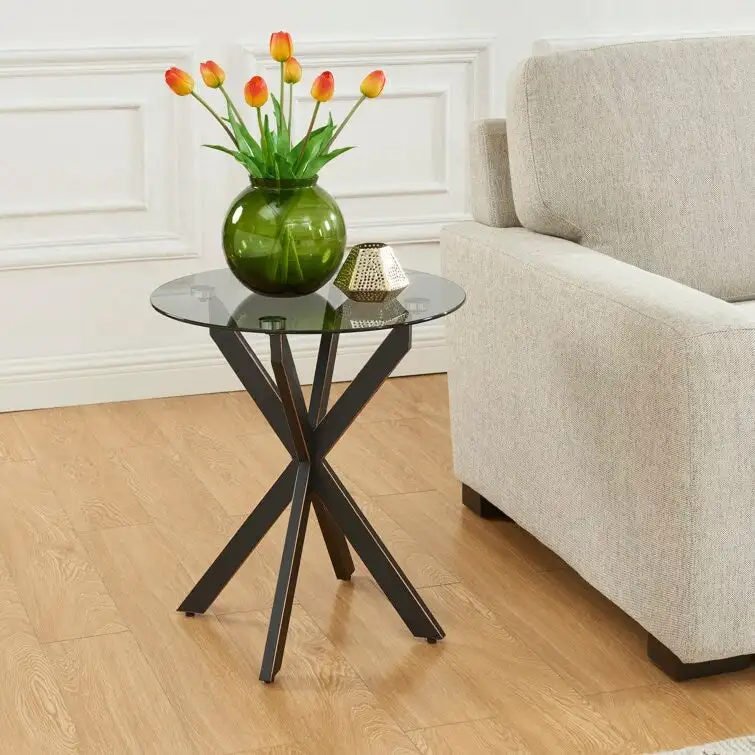 19.7 End Table With Glass Top