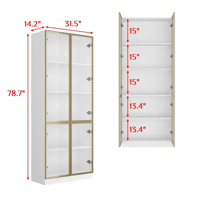 Sleek Tall Modular Display Cabinet with LED Lighting