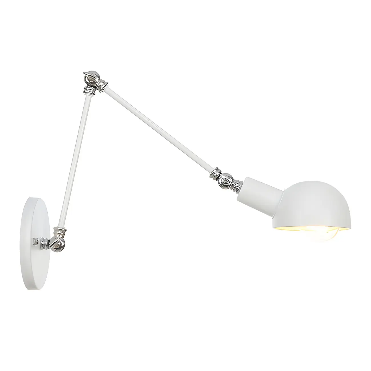 Gold and White Dome Swing Arm Wall Light