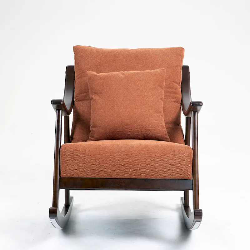 Linen Solid Wood Rocking Arm Chair