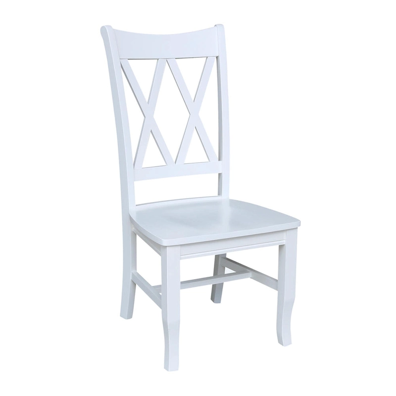 Double X-Back Solid Wood Chairs - Set of Two
