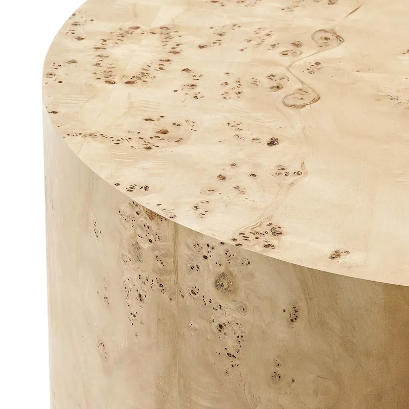 Penrod Mid-Century Burl Wood Round Coffee Table