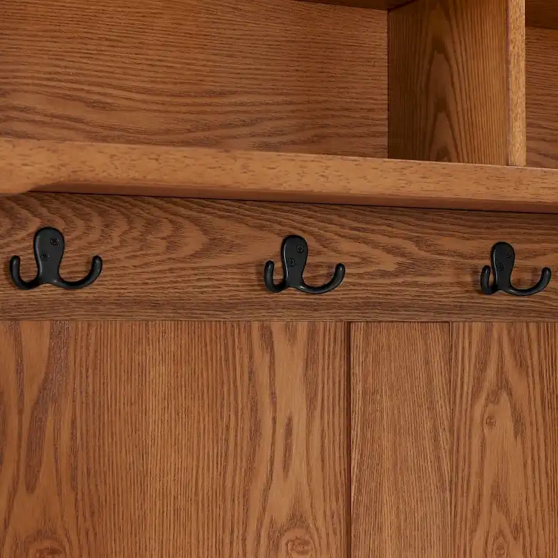 Hall Tree in Oak Finish - 40 W x 18.5 D x 64.25 H