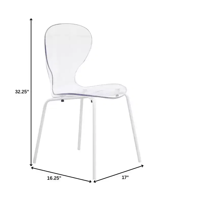 LeisureMod Bristol 5-Piece Dining Set Round Dining Table, 4 Plastic Dining Chairs White Legs