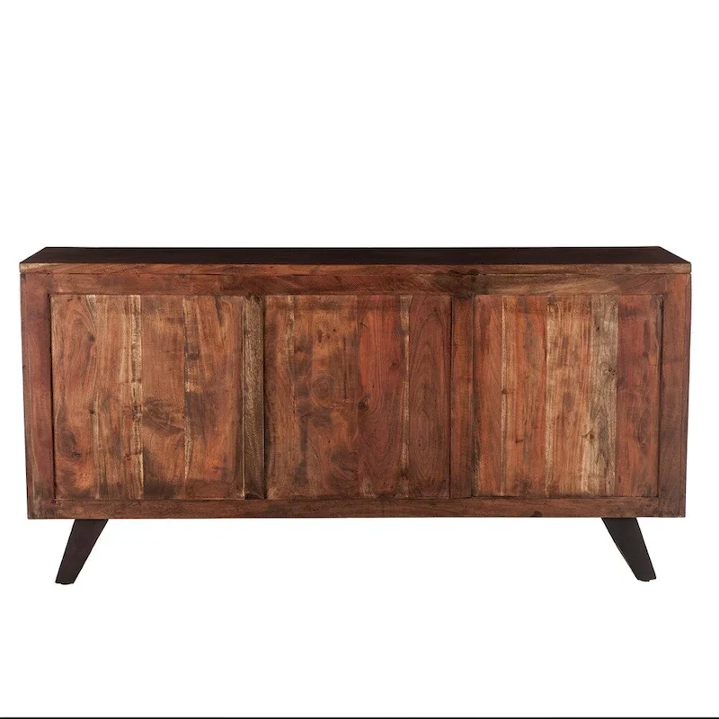 Acacia Wood Sideboard with Drawers & Cabinets – Walnut / Black, Single