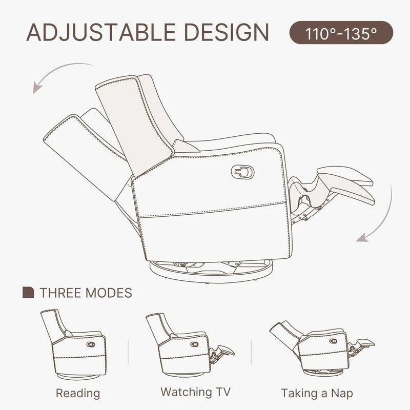 Lincoln Manual Swivel Glider Recliner with Lumbar Pillow