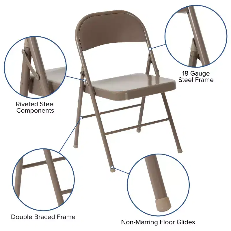 Flash Furniture 4 Pack HERCULES Series Double Braced Metal Folding Chair