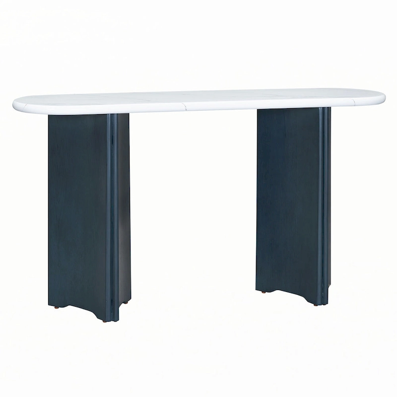 Narrow Console Table, Entryway Table,Navy+White
