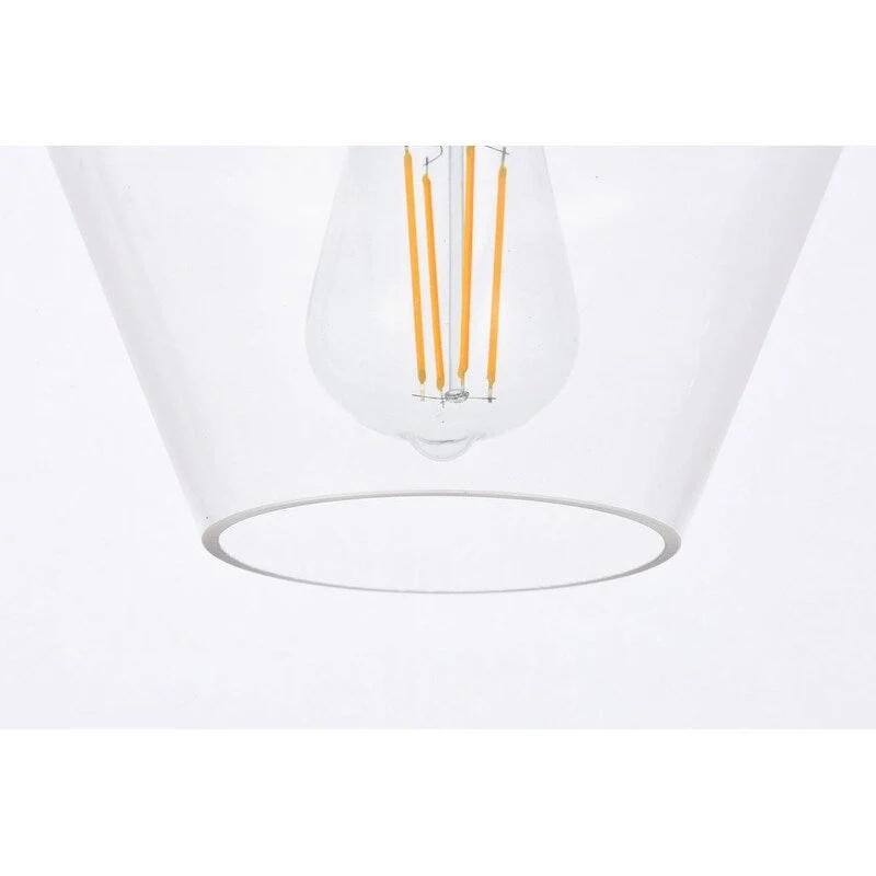 Garrett 1-Light Plug in Pendant with Clear Shade - Black - 8  Diameter