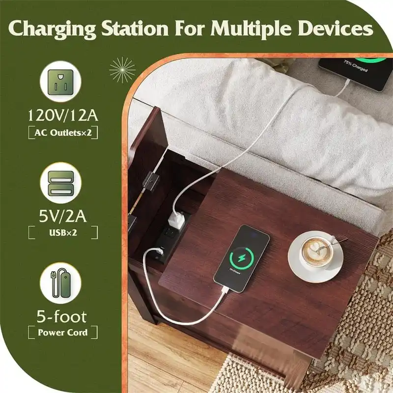 End Table with Charging Station - 13.4