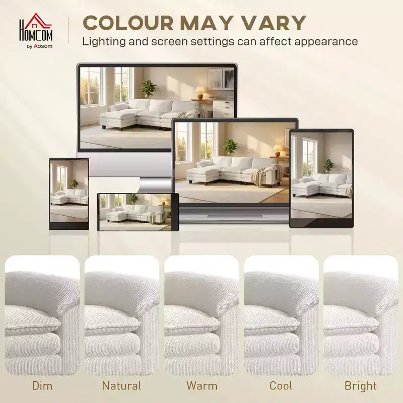 HOMCOM Sectional Sofa, L Shaped Couch with Deep Seat, Movable Ottoman and Pillow-top Armrests