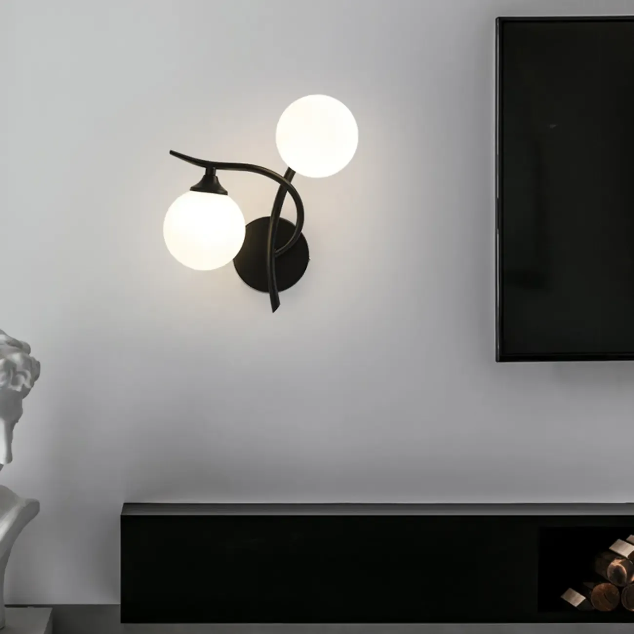Modern 2-Light Wall Sconce with Dual Globe for Living Room