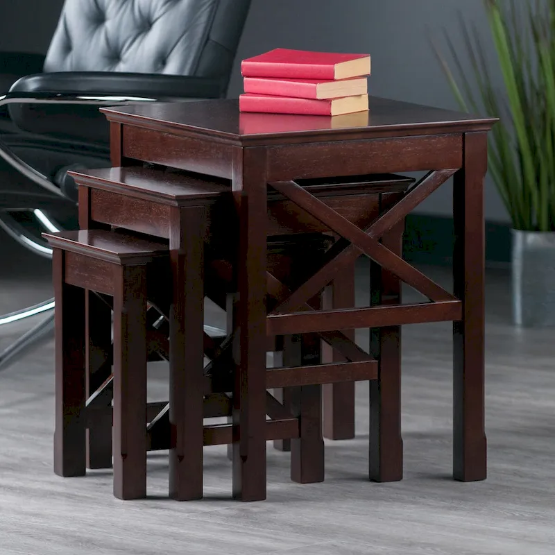 Xola 3-Pc Nesting Tables, Cappuccino - 21.1W x 17.3D x 22.1H.