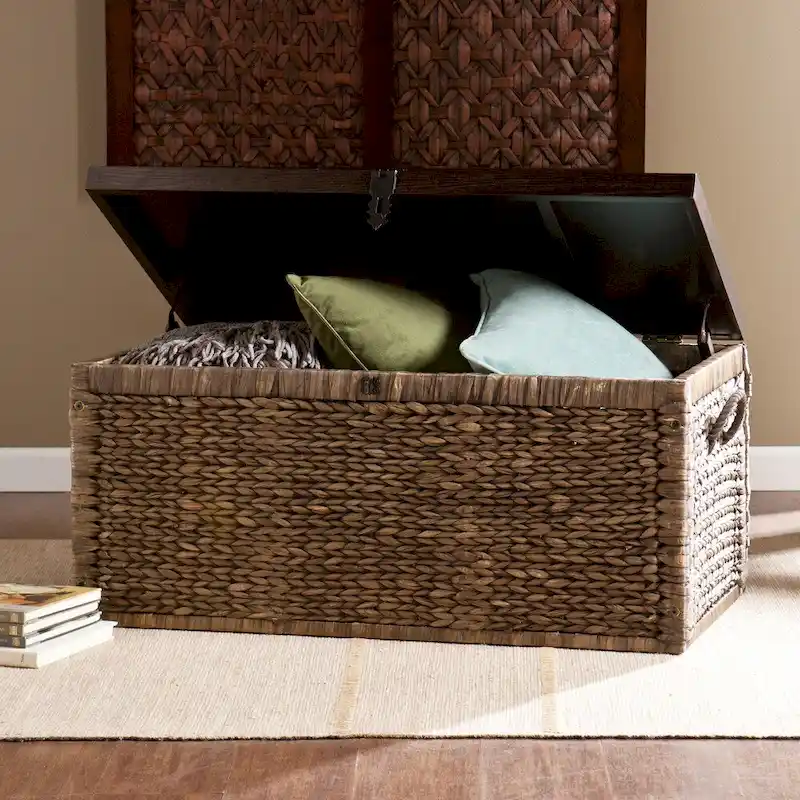 SEI Furniture Keene Espresso Woven Hyacinth Trunk Coffee Table