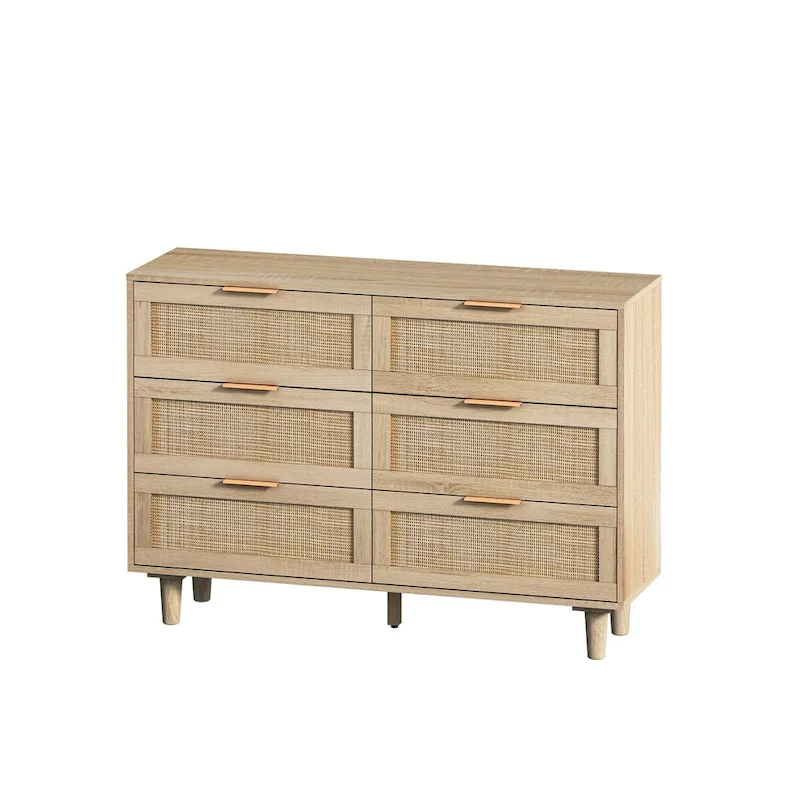 6-drawers Rattan Storage Cabinet - 43.31L x 15.75W x 29.53H