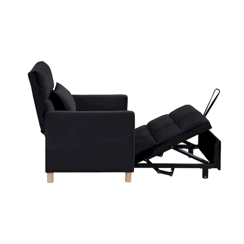 3-in-1 Convertible Sleeper Sofa Lounge Chair Bed, Black