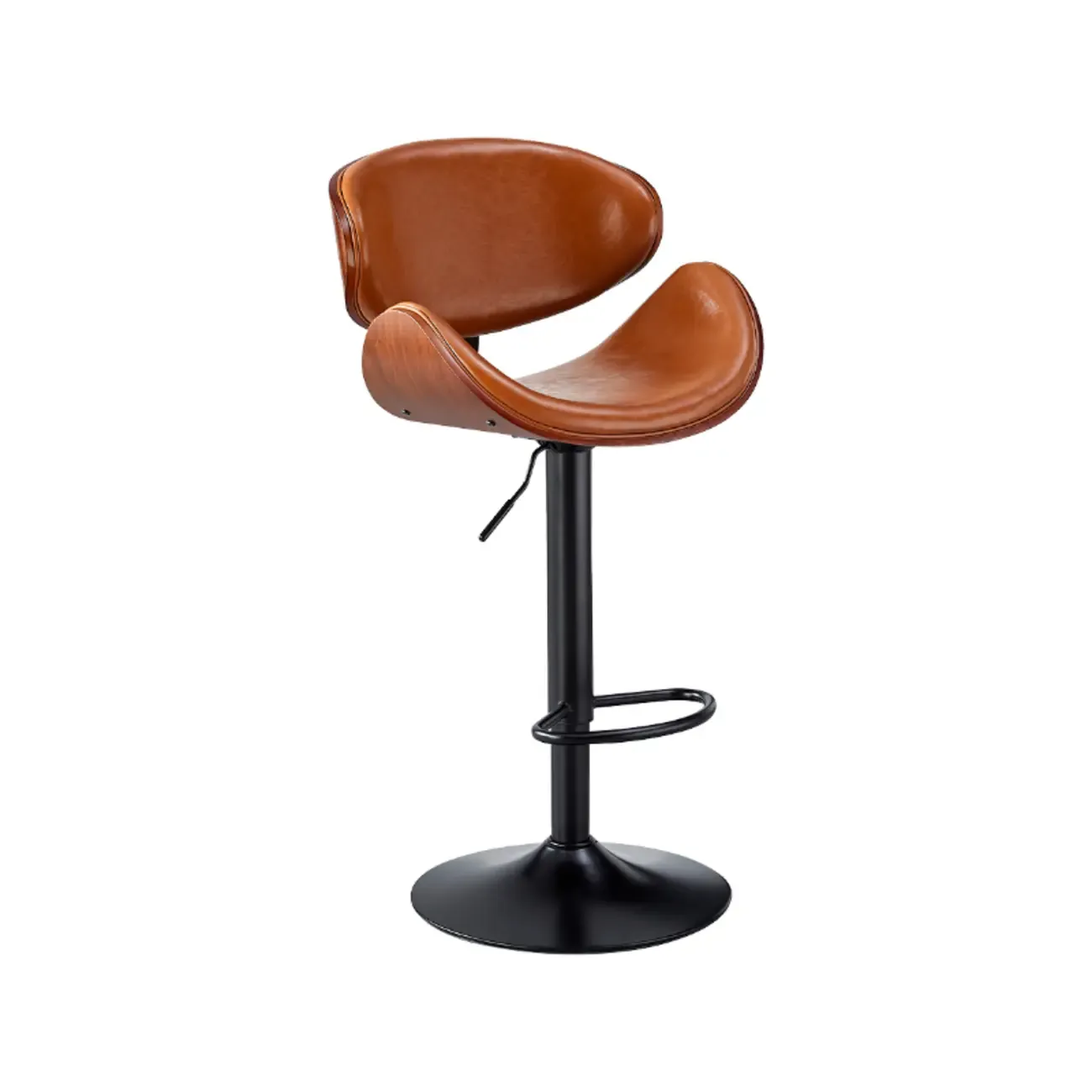 Bucket Adjustable Swivel Leather Bar Stools