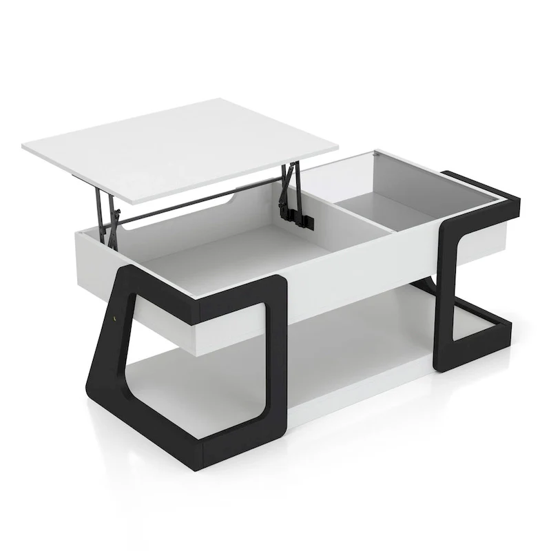 DH BASIC 2-Piece Modern White Lift-top Coffee Table and End Table Set by Denhour
