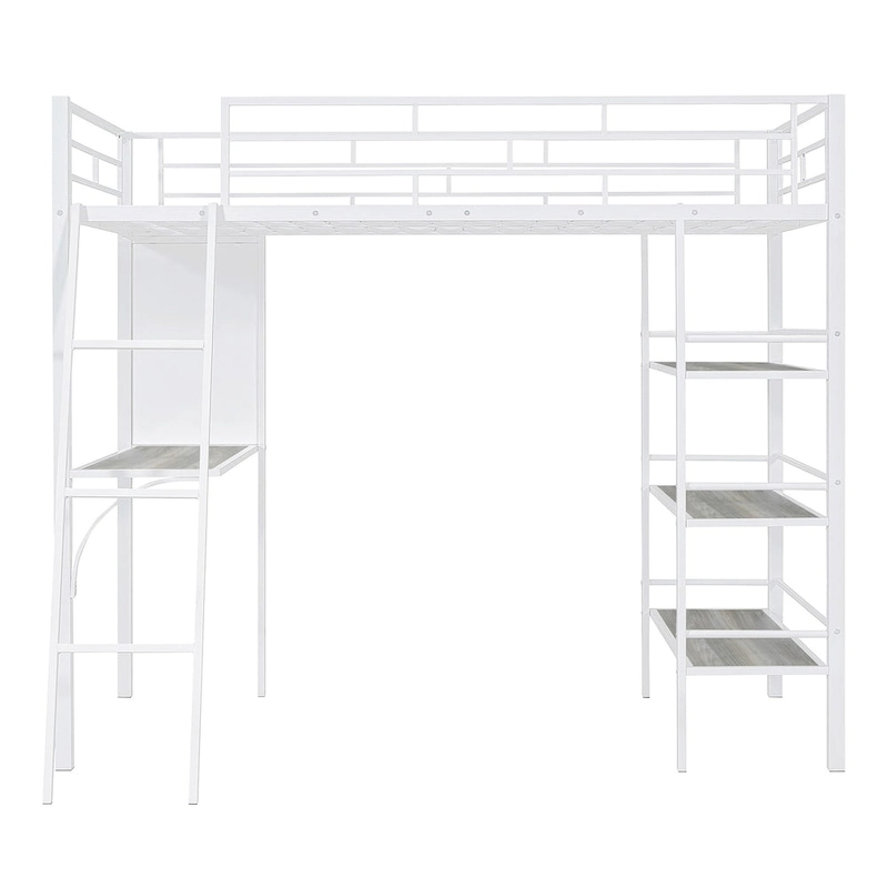 Twin Metal Loft Bed with Built-in Desk