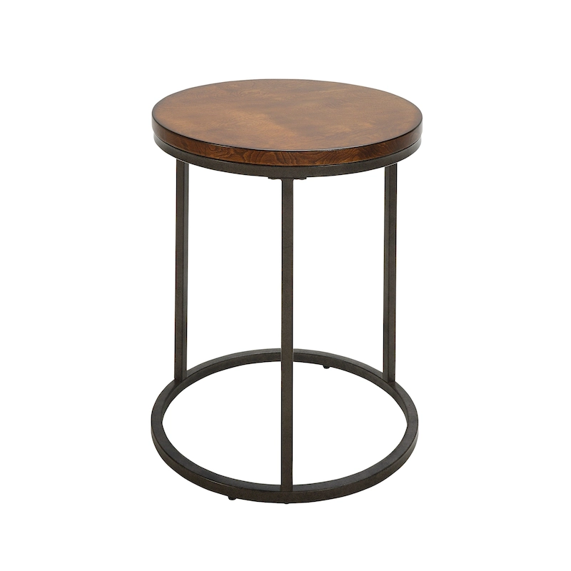 Carolina Living Orson 18 Round Top Accent Table - Chestnut/Industrial