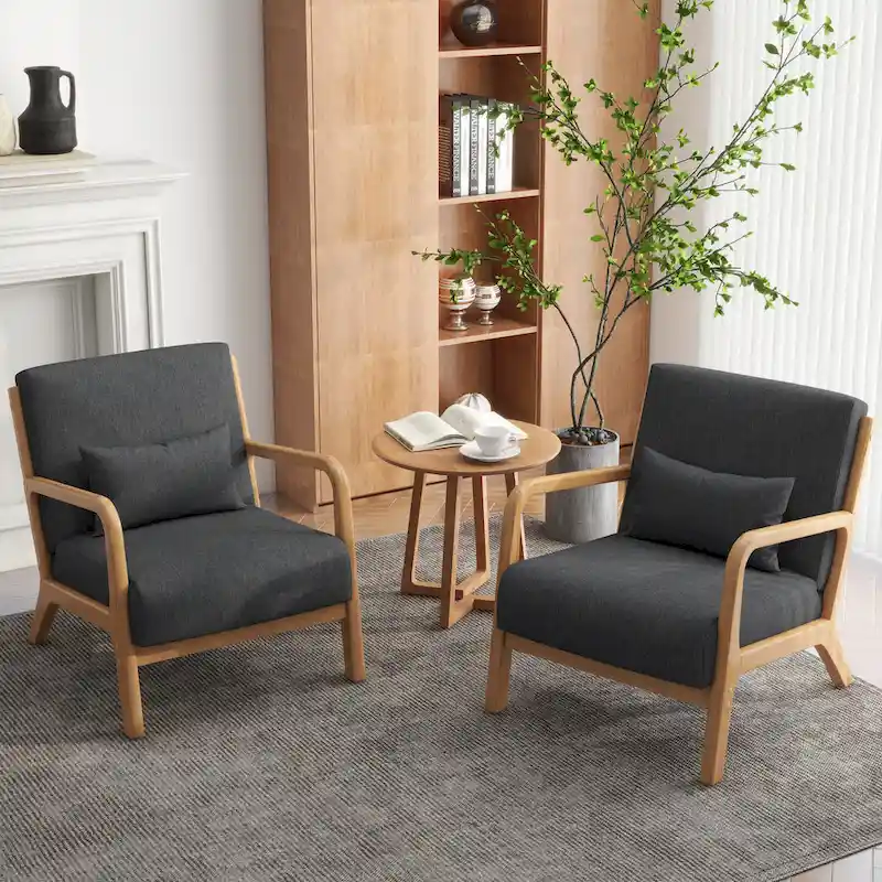 Upholstered Armchair Accent Chairs with Pillows Set of 2