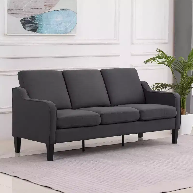 Living Room Couch Comfy Sofa Mid Century Modern 3-Seater Upholstered Soft Couches