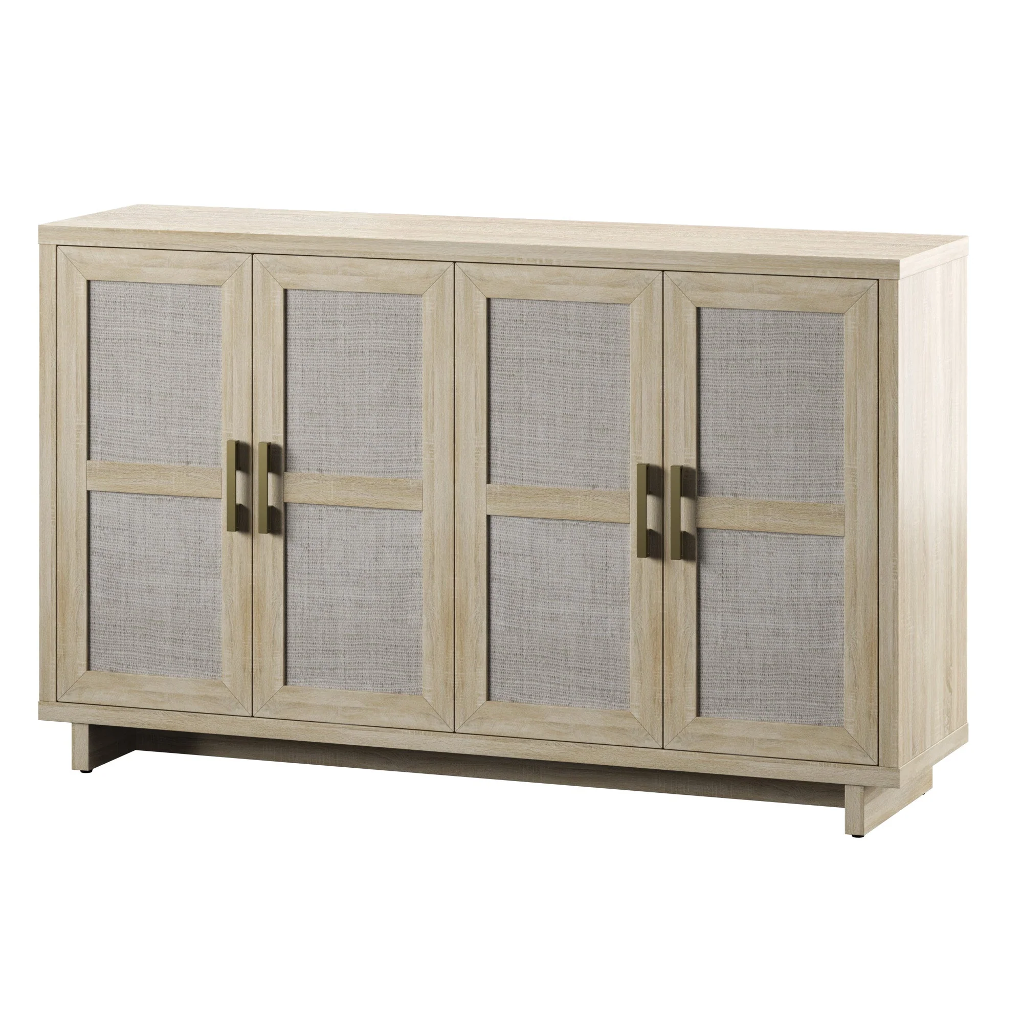 Boho Coastal Linen Design Buffet Sideboard with Shelving Storage