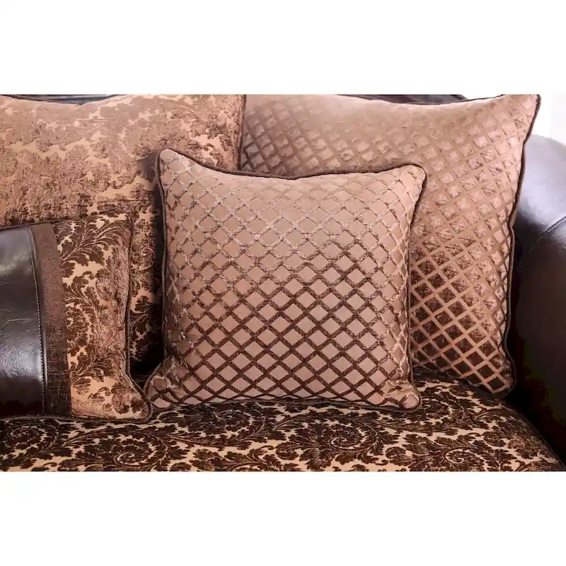 Quez Traditional Brown Faux Leather Rolled Arms Sofa by Furniture of America