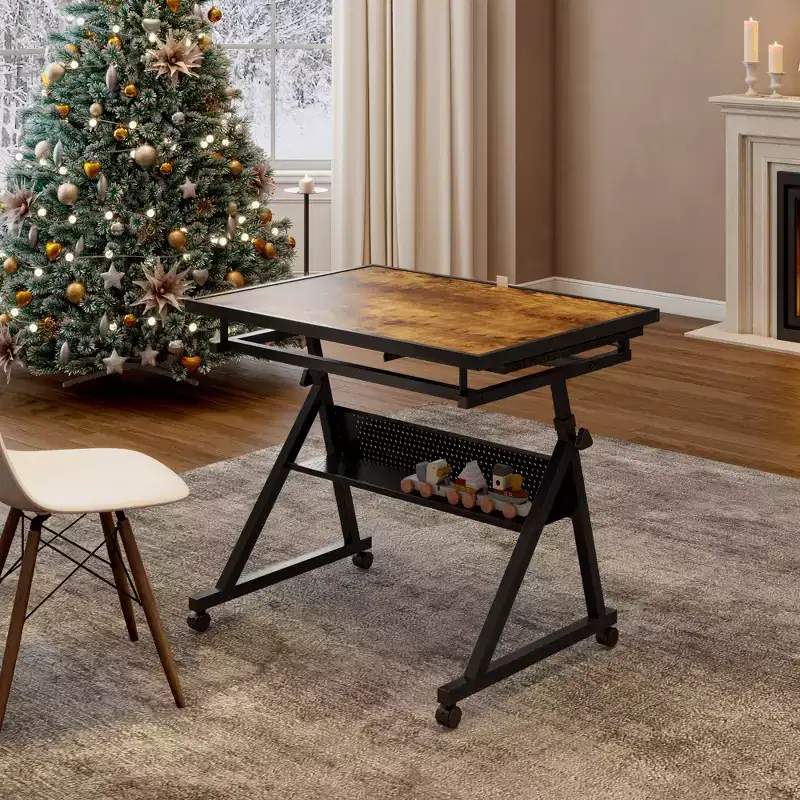GDFStudio Anchalee Modern Metal and Wooden Jigsaw Puzzle Table Board with 4 Trays