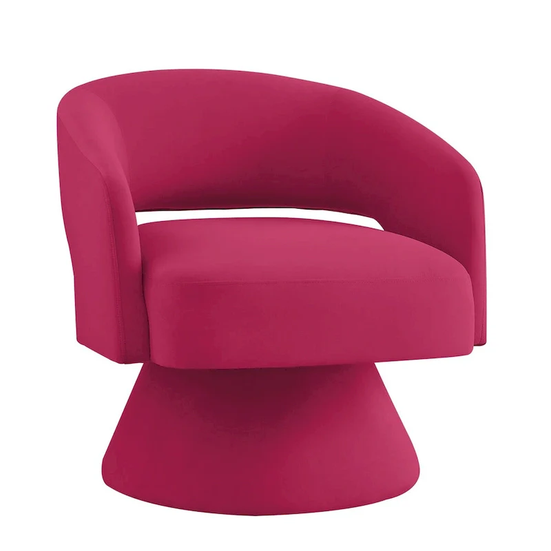 Upholstered Velvet Swivel Accent Chairs with Open Backrest