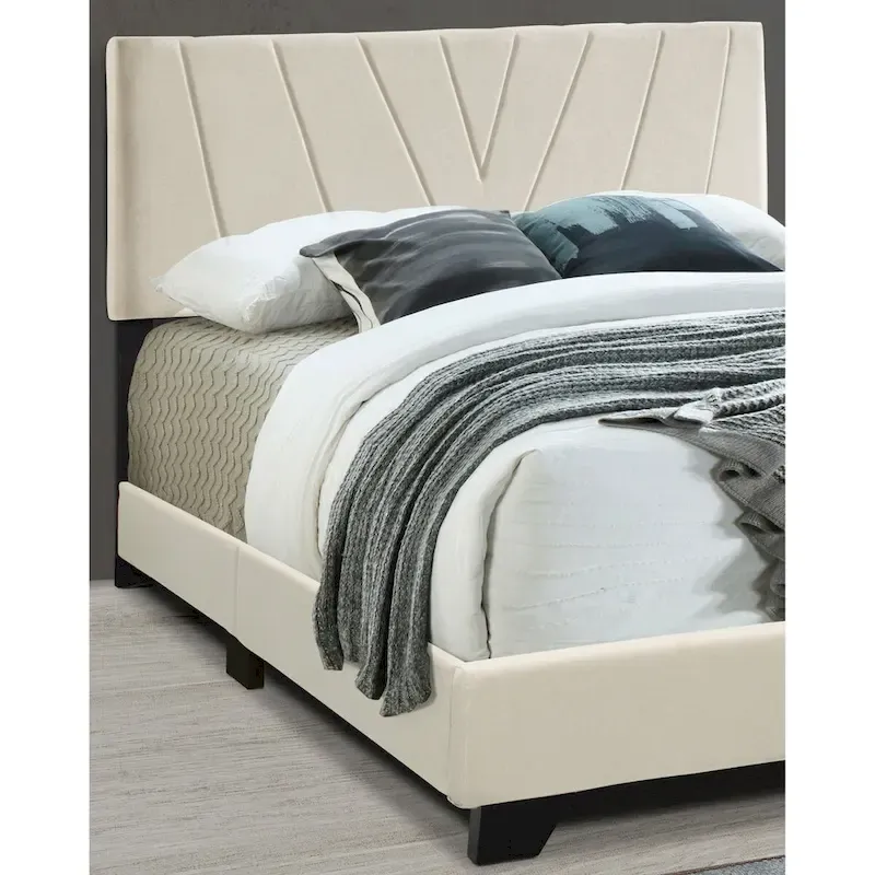 Upholstered Cream Velvet Bed Frame – Queen & King