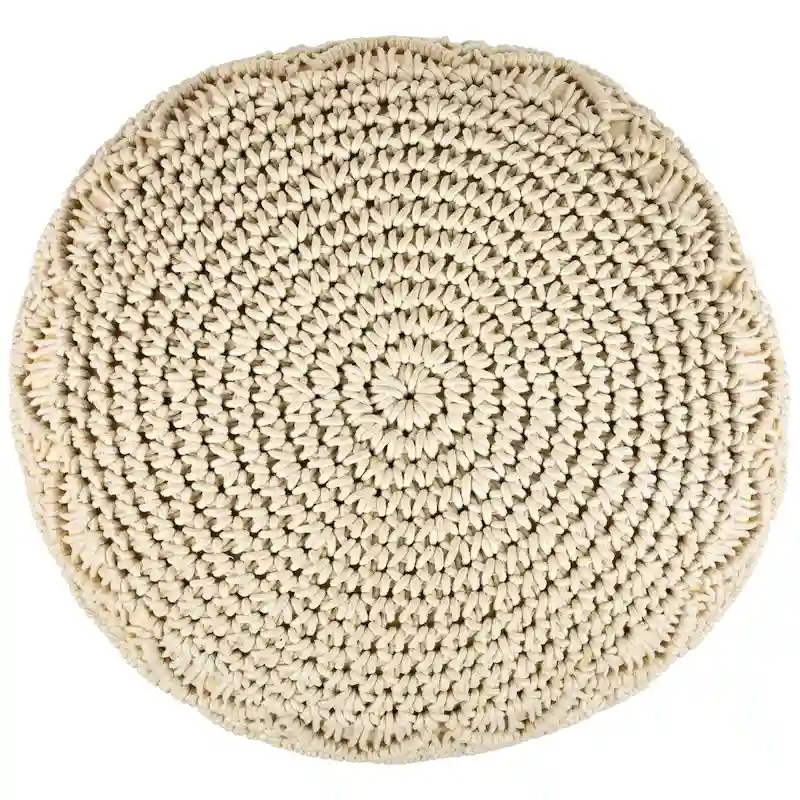 18 Solid Cream Macrame Round Handmade Natural Cotton Pouf