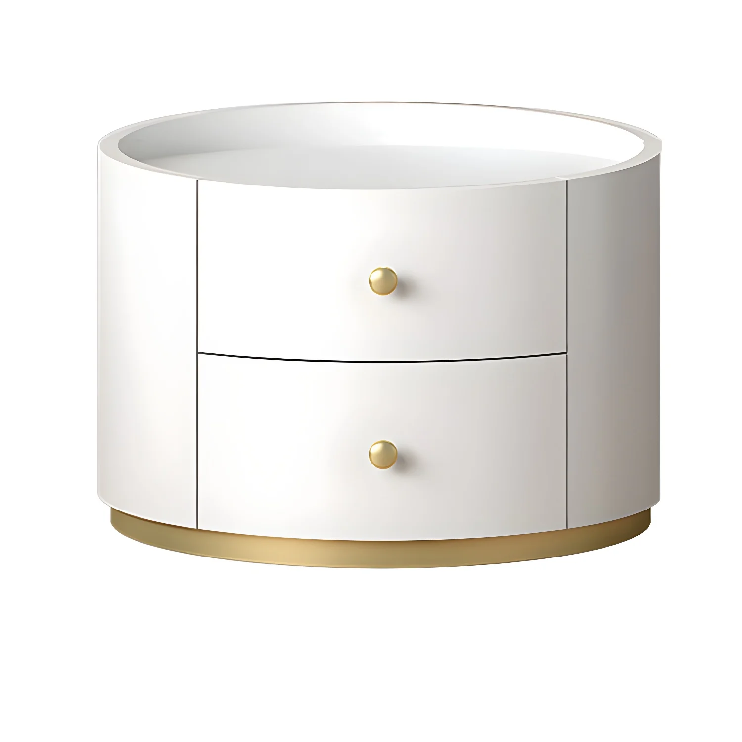 Glam Manufactured Wood Round 2-Drawer Nightstand